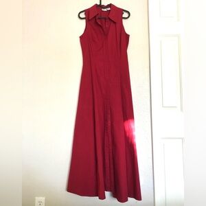 NWOT Newport News Sleeveless Red Maxi Dress With Pockets. 100% Cotton.
